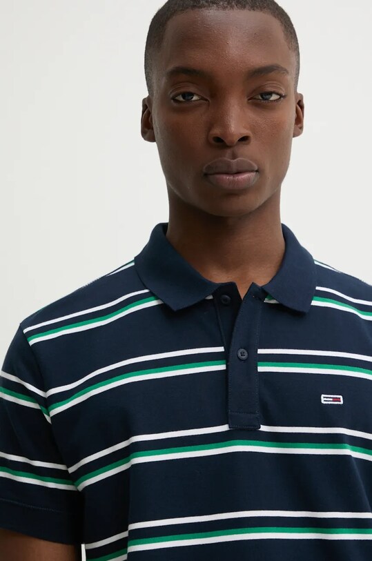 Bavlněné polo tričko Tommy Jeans námořnická modř DM0DM19502