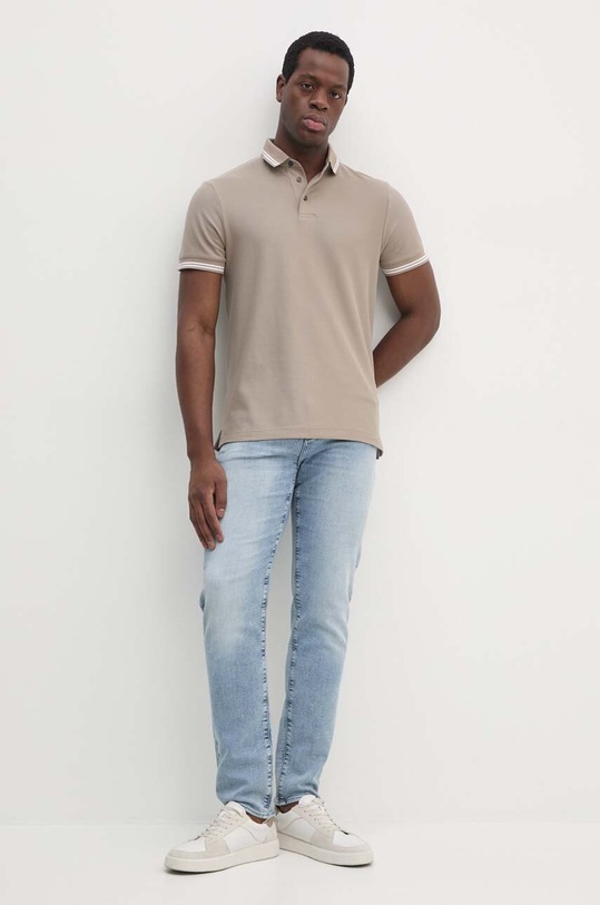 Emporio Armani polo bawełniane 6D1F95.1JCYZ beżowy AW24