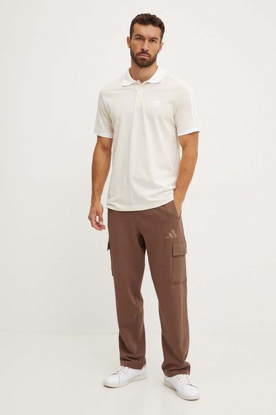 adidas Originals polo bawełniane Adicolor Classics 3-Stripes IZ3070 beżowy AW24