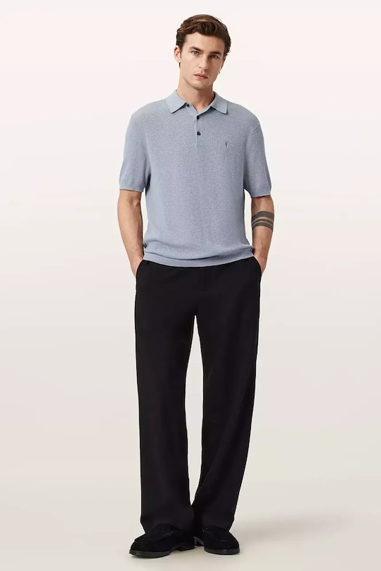 Odzież AllSaints polo bawełniane AUBREY SS M020KA niebieski