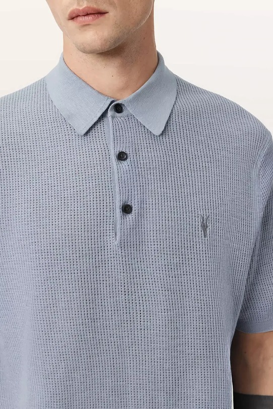 AllSaints polo bawełniane AUBREY SS niebieski M020KA