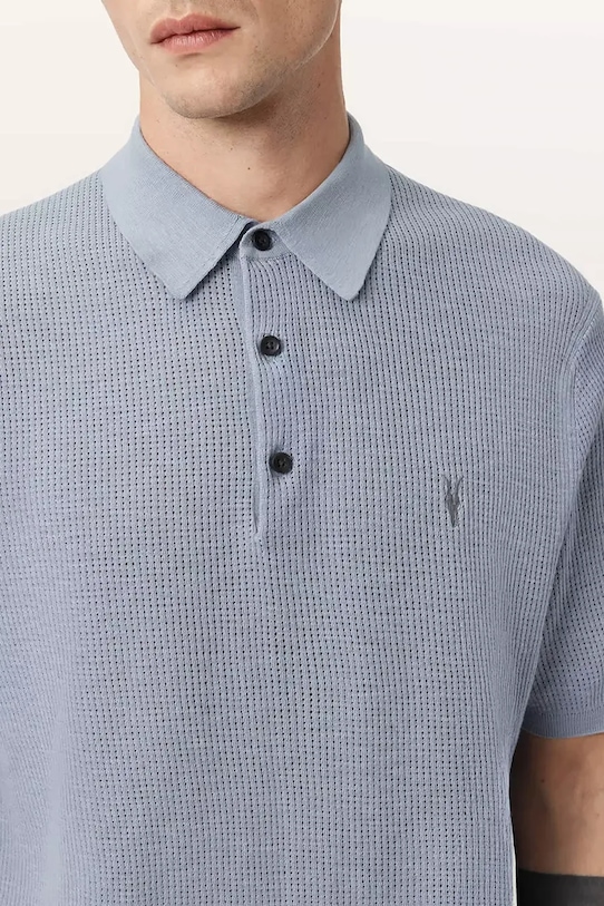 AllSaints polo bawełniane AUBREY SS niebieski M020KA