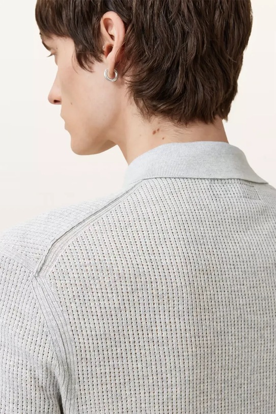 AllSaints polo bawełniane AUBREY SS M020KA szary