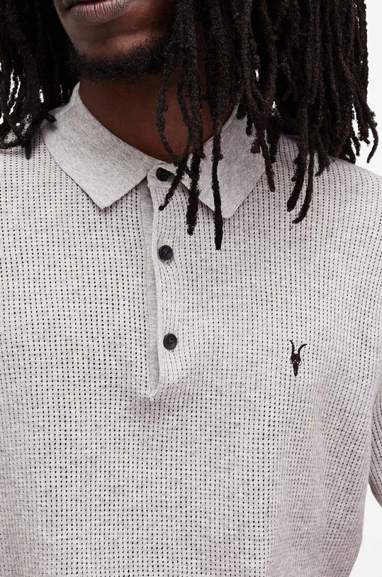 AllSaints polo bawełniane AUBREY SS M020KA szary AW25