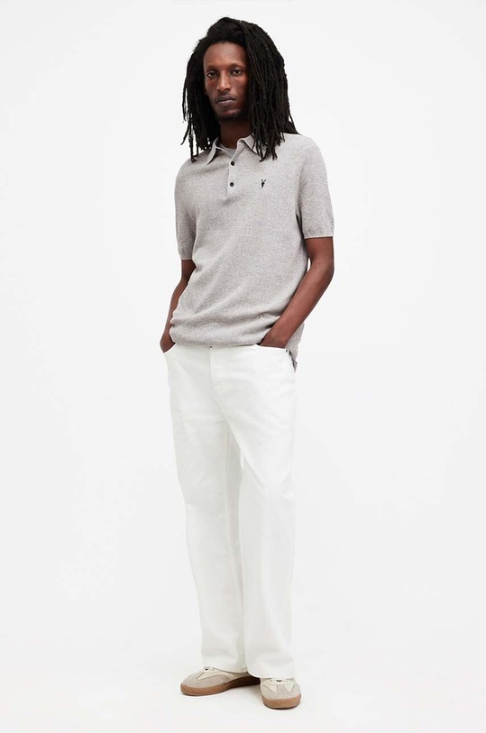 AllSaints polo bawełniane AUBREY SS M020KA szary
