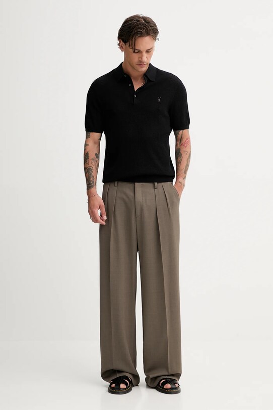 AllSaints polo de bumbac AUBREY SS M020KA negru AW25