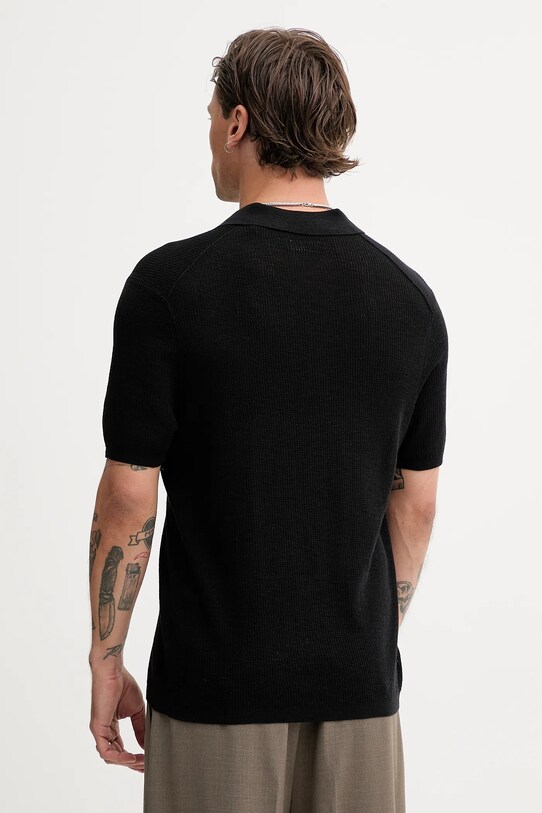 Îmbrăcăminte AllSaints polo de bumbac AUBREY SS M020KA negru