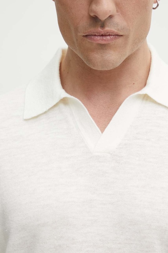 Theory polo lniane beżowy N0483701