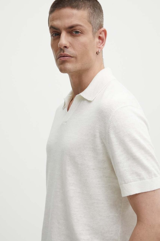 Theory polo lniane N0483701 beżowy