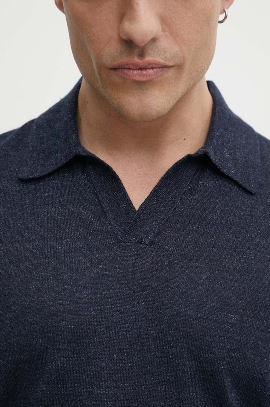 Theory polo lniane N0483701 granatowy