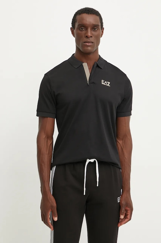 Памучна тениска с яка EA7 Emporio Armani стандартна черен PJOLZ.6DPF09.0200