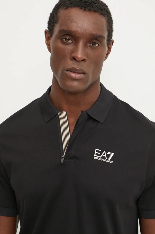 EA7 Emporio Armani polo de bumbac negru PJOLZ.6DPF09.0200