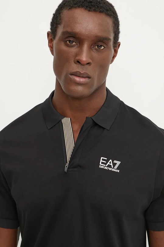 Памучна тениска с яка EA7 Emporio Armani черен PJOLZ.6DPF09.0200
