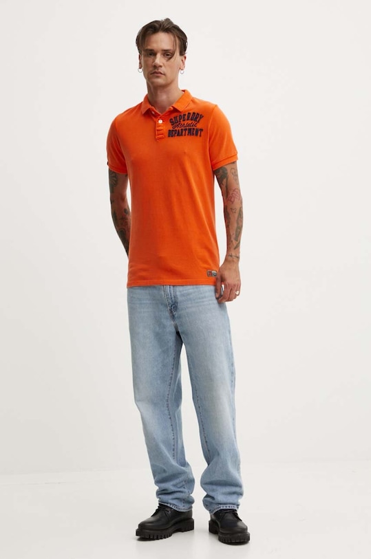 Superdry polo bawełniane M1110396A.TSW pomarańczowy AW24