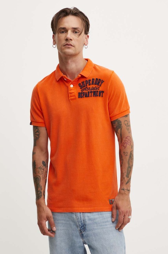 Superdry polo bawełniane pomarańczowy M1110396A.TSW