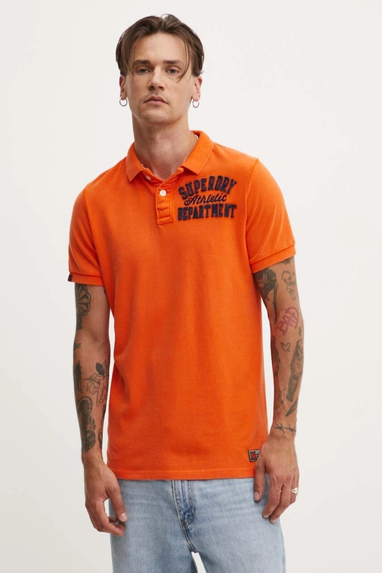 Superdry polo bawełniane pomarańczowy M1110396A.TSW