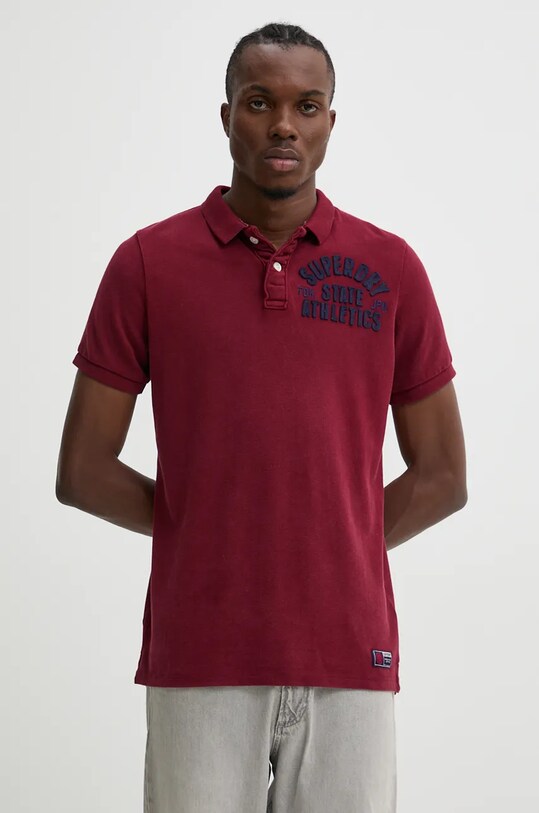 Superdry polo de bumbac burgundia M1110396A.TYP
