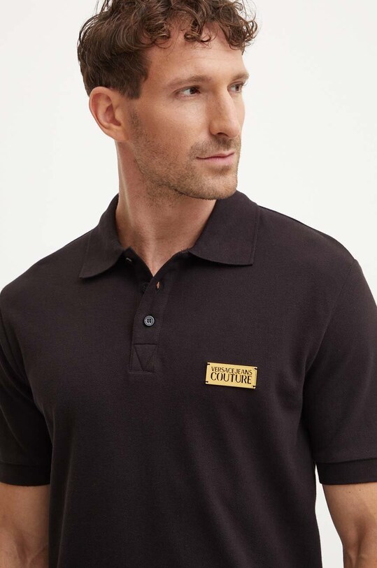 Versace Jeans Couture polo bawełniane regular czarny 77GAGT08.CJ01T