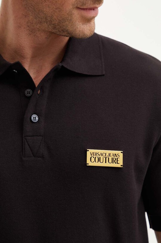 Versace Jeans Couture polo bawełniane 77GAGT08.CJ01T czarny