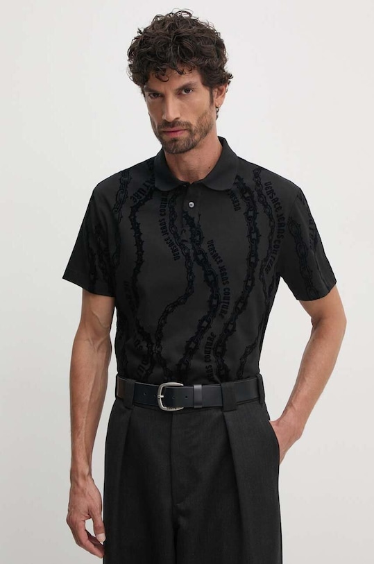 Versace Jeans Couture polo in cotone regolare nero 77GAG6R0.JS415