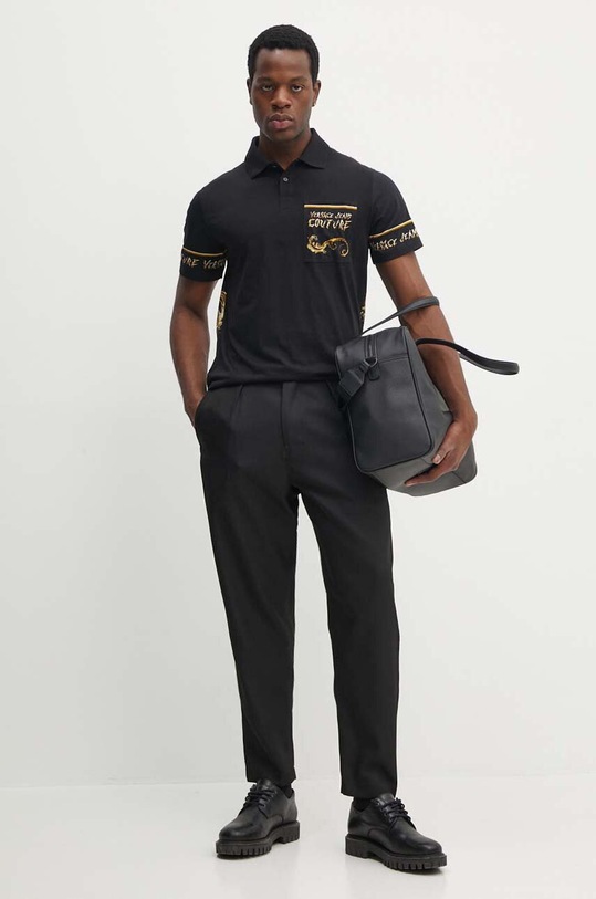 Versace Jeans Couture pamut póló 77GAG6RB.JS429 fekete AW24