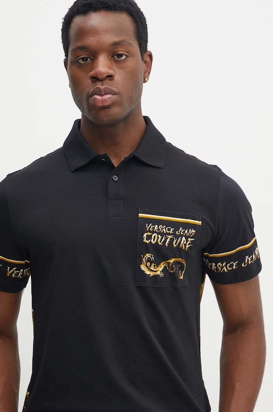 Versace Jeans Couture pamut póló fekete 77GAG6RB.JS429