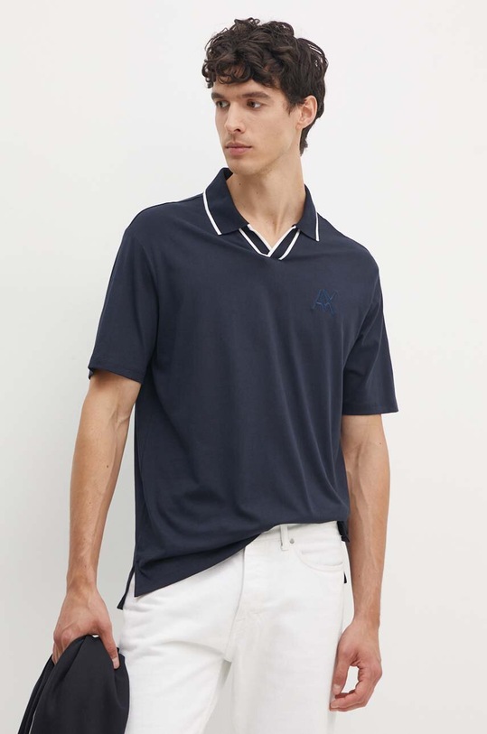 Bavlněné polo tričko Armani Exchange nášivka námořnická modř 6DZFJS.ZJBYZ