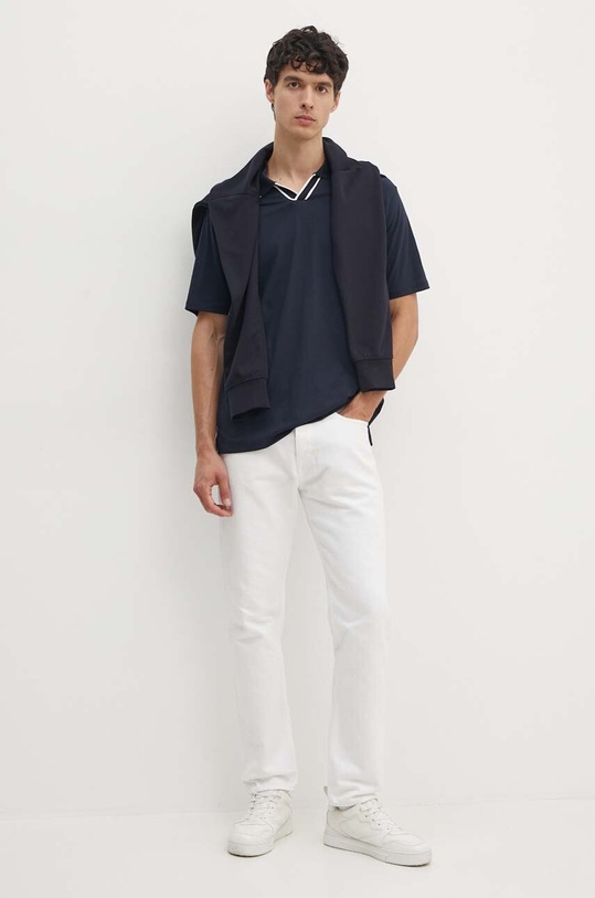 Bavlněné polo tričko Armani Exchange 6DZFJS.ZJBYZ námořnická modř AW24
