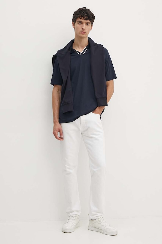 Armani Exchange polo bawełniane 6DZFJS.ZJBYZ granatowy AW24