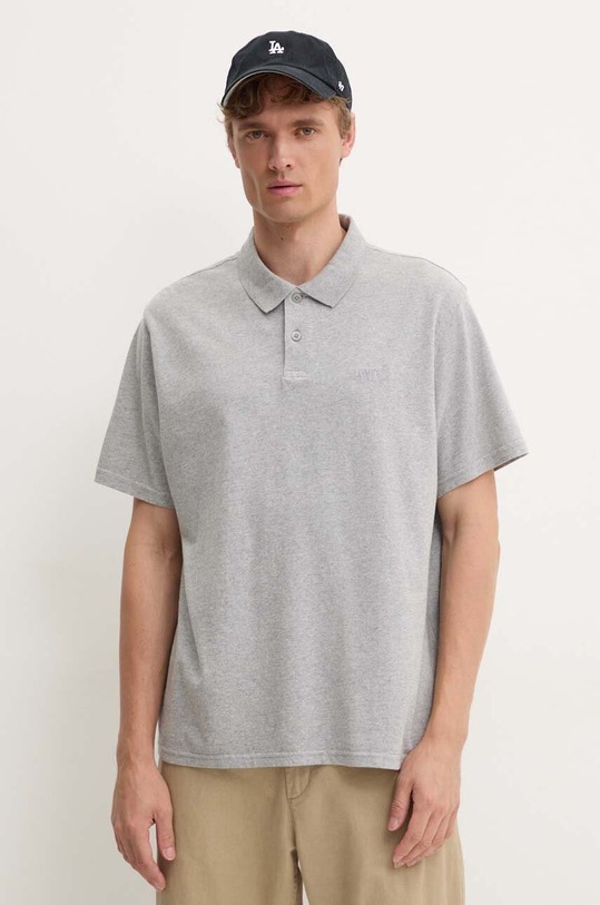 Bavlněné polo tričko Levi's bavlna šedá A6735