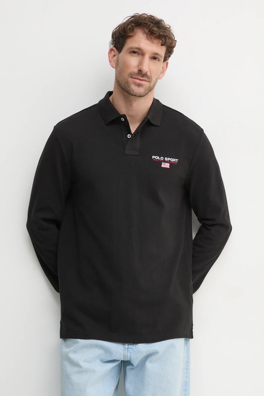Polo Ralph Lauren longsleeve bawełniany bawełna czarny 710961618