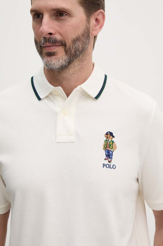 Bavlněné polo tričko Polo Ralph Lauren béžová 710867574