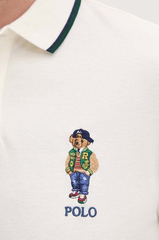 Bavlněné polo tričko Polo Ralph Lauren 710867574 béžová