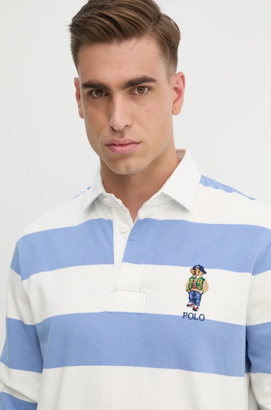 Bavlněné tričko s dlouhým rukávem Polo Ralph Lauren modrá 710952913