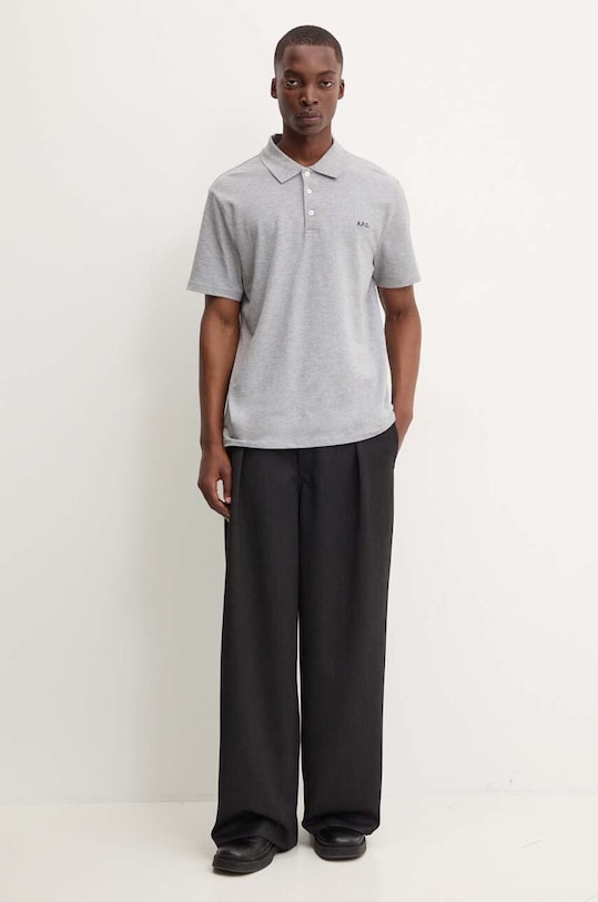 Хлопковое поло A.P.C. polo standard GOTS COGWZ.H26342 серый AW24