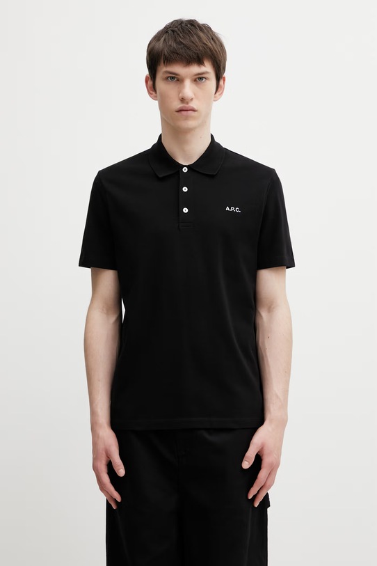 A.P.C. polo bărbați din bumbac polo standard GOTS negru COGWZ.H26342