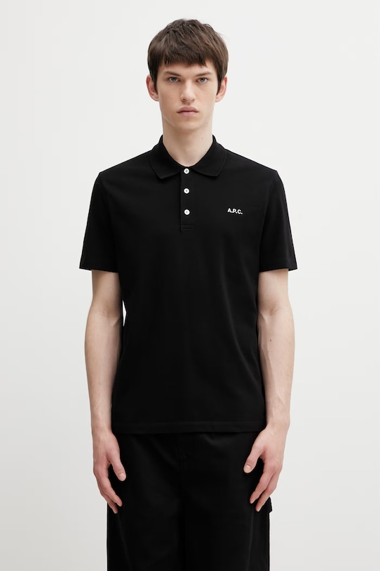 Bavlněné polo tričko A.P.C. polo standard GOTS černá COGWZ.H26342