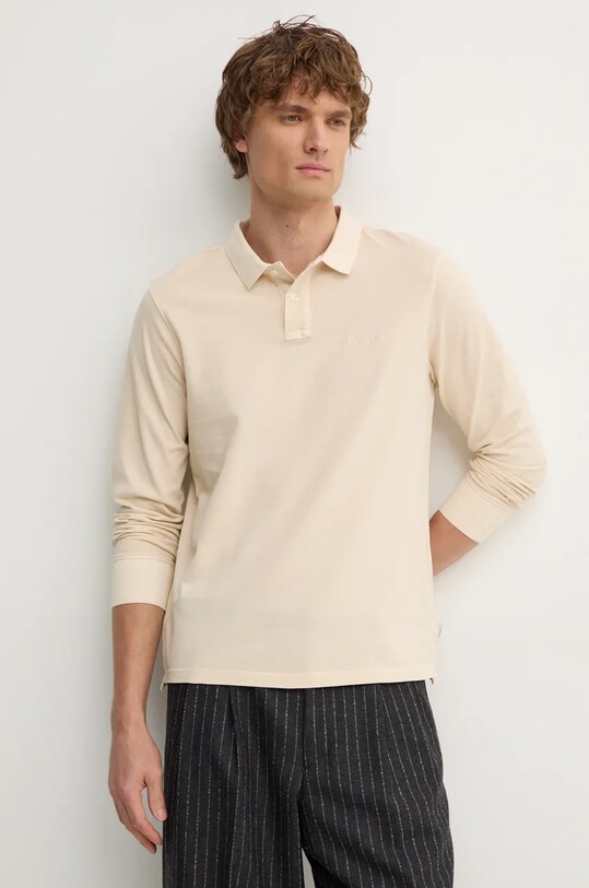 Pepe Jeans longsleeve din bumbac NEW OLIVER GD LS fixat bej PM542213
