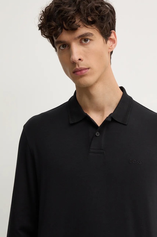 Бавовняний лонгслів Boss Orange чорний 50527525