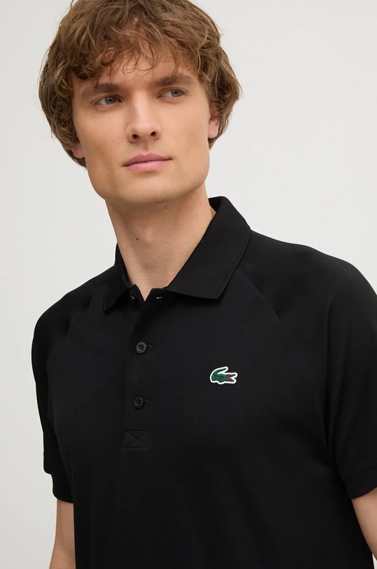 Тениска с яка Lacoste черен DH3201
