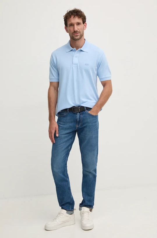 Lacoste polo bawełniane PH2857 niebieski AW24