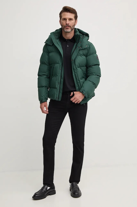Памучна тениска с яка BOSS 50527665 черен NC24