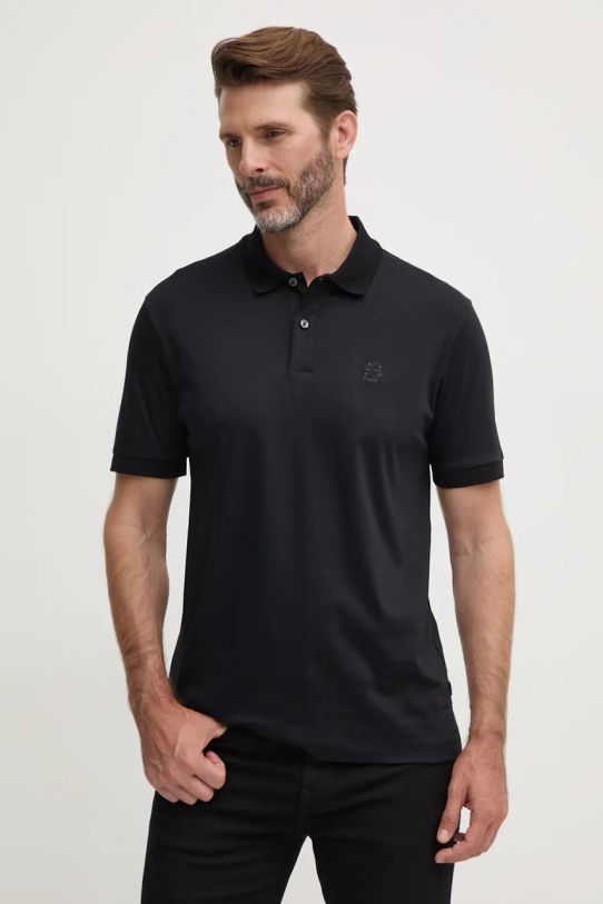 BOSS polo bawełniane czarny 50527665