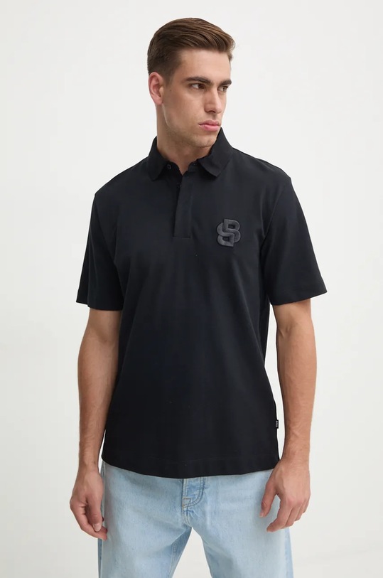 BOSS polo de bumbac regular negru 50518753