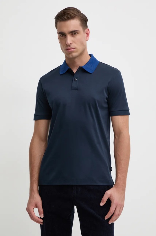 Bavlněné polo tričko BOSS slim námořnická modř 50521127