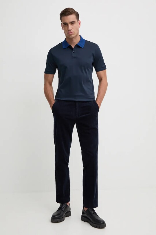 Bavlněné polo tričko BOSS 50521127 námořnická modř AW24