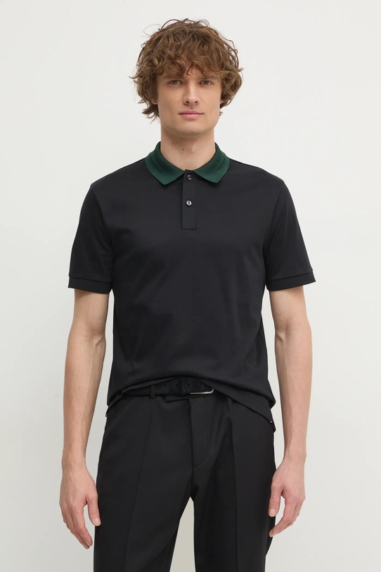 Bavlněné polo tričko BOSS slim černá 50521127