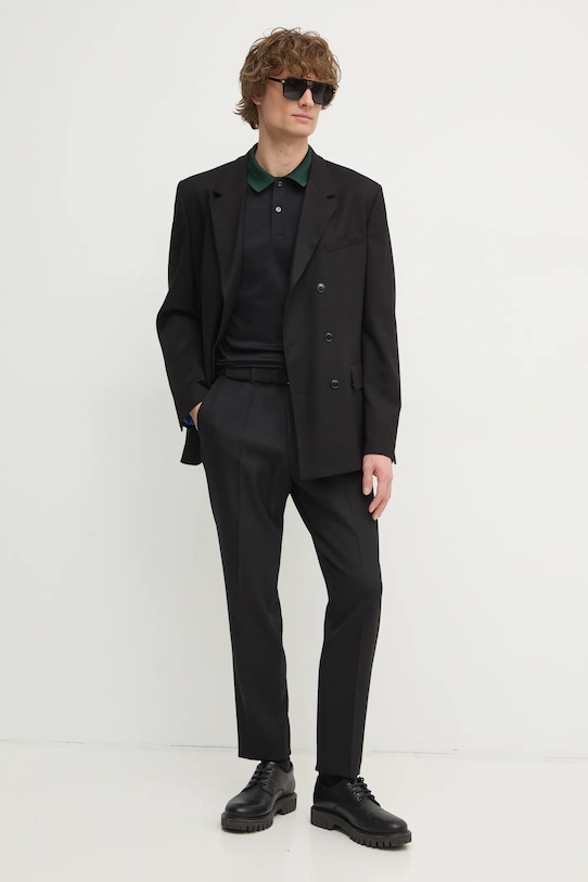 Bavlněné polo tričko BOSS 50521127 černá AW24