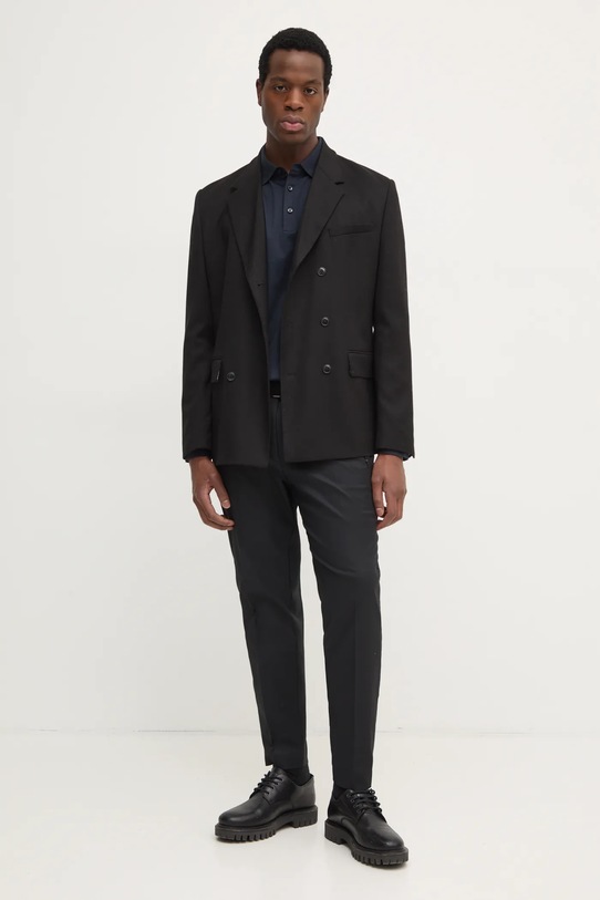 BOSS longsleeve bawełniany 50523917 granatowy AW25