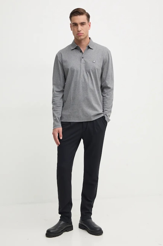 Памучна блуза с дълги ръкави BOSS 50523917 сив AW25